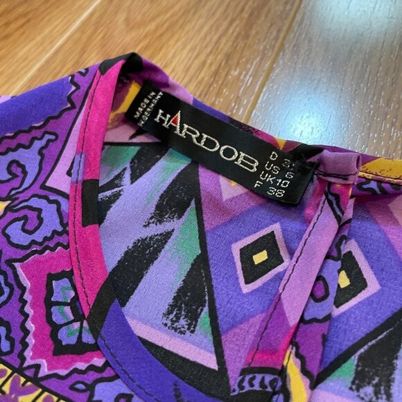 Vintage 80s Tribal Blouse from West Germany Purple - M - Picture 7 of 14